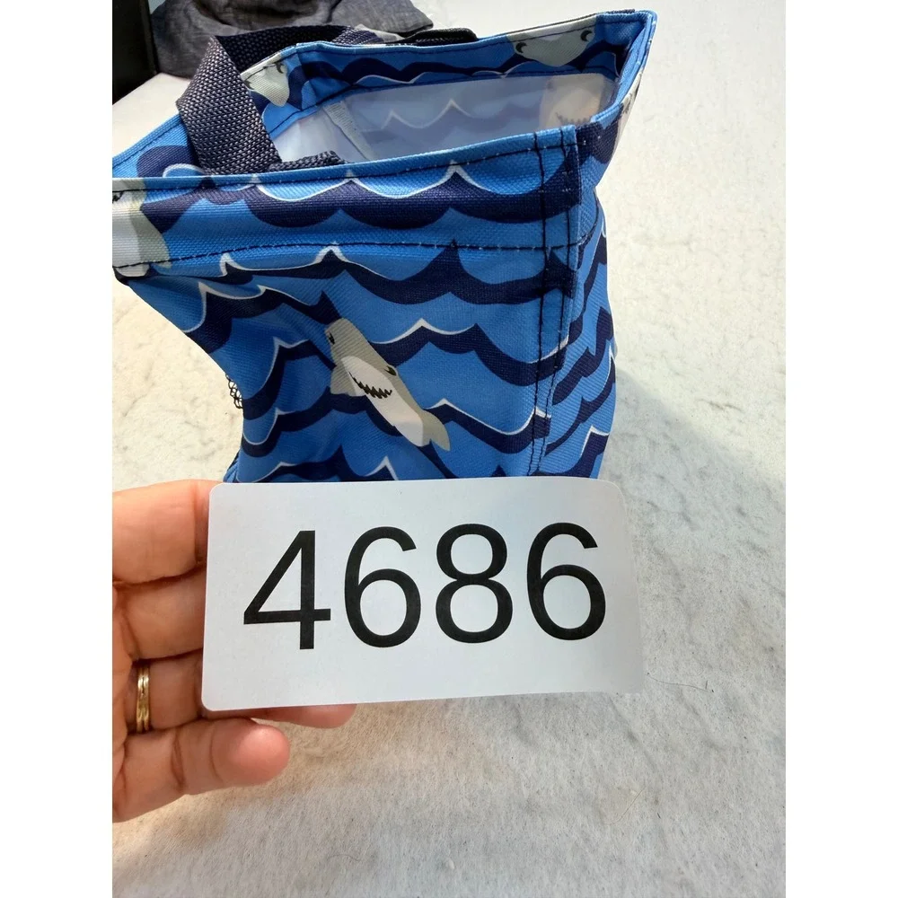 Thirty-One Littles Carry-All Caddy Blue Shark Wave Print Mini Tote Organizer